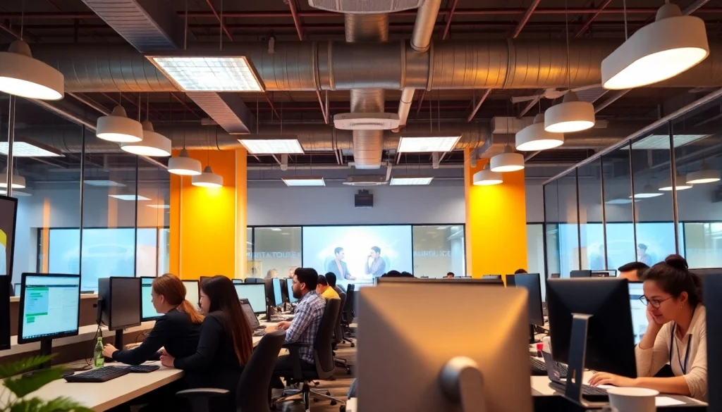 Engaged agents in a modern call center in Tijuana, Mexico, providing excellent customer support.