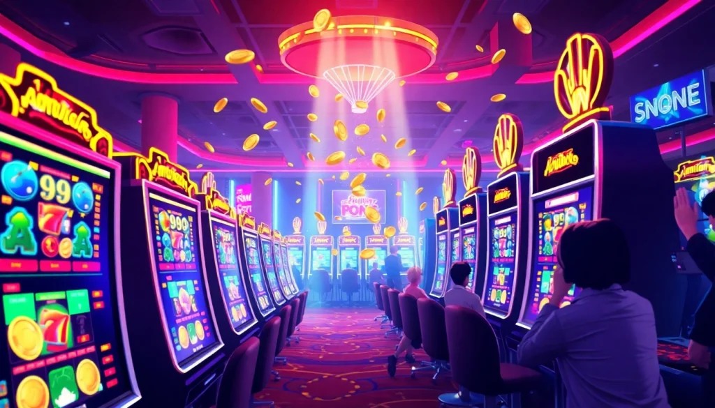 Engage with slot online games featuring colorful machines and playful casino atmosphere.