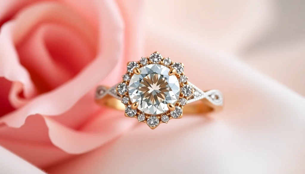 Admire a beautifully designed 2 Carat Engagement Rings showcasing exquisite craftsmanship with sparkling diamond settings.