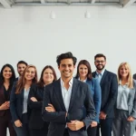 Capture stunning company headshots showcasing professionals in a well-lit studio with diverse business attire.