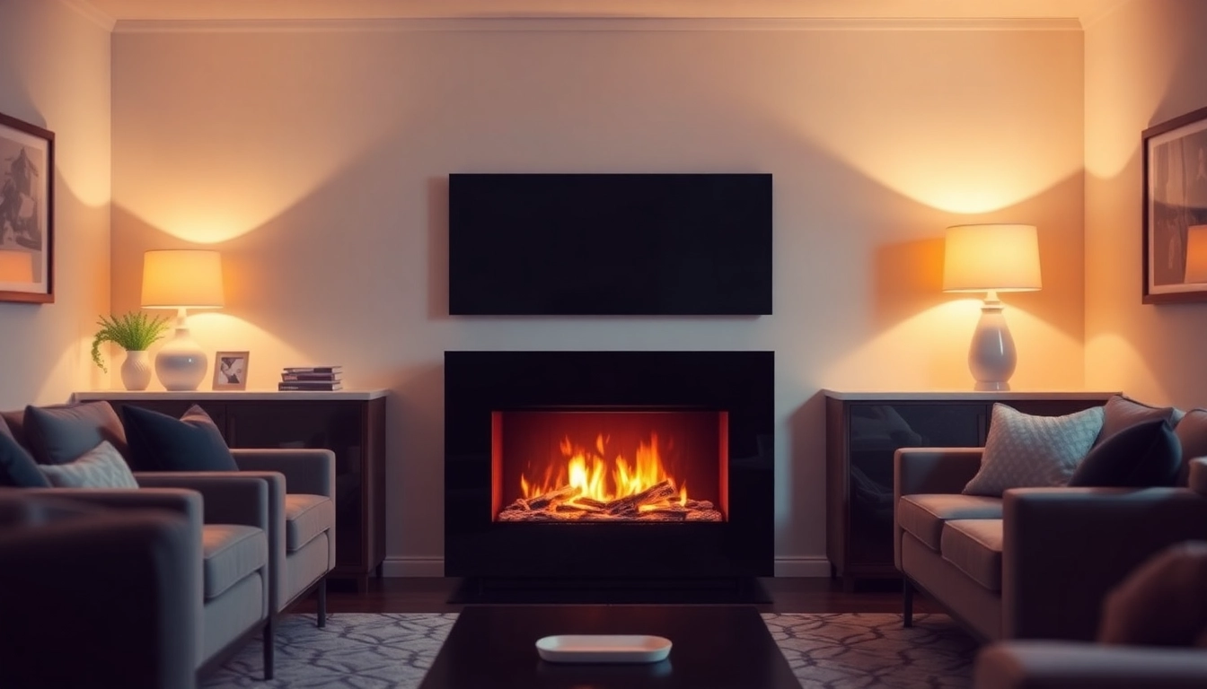 Experience the mesmerizing flames of a water vapor electric fireplace, enveloping your space in a warm ambiance.