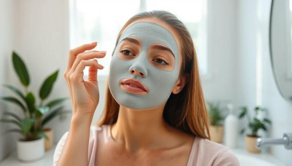 Woman applying a rejuvenating sheet mask, enhancing her skincare routine with freshness and glow.
