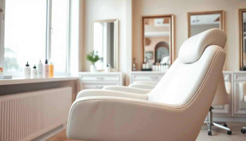 Bequemer kosmetik stuhl in einem eleganten Schönheitssalon mit natürlichem Licht