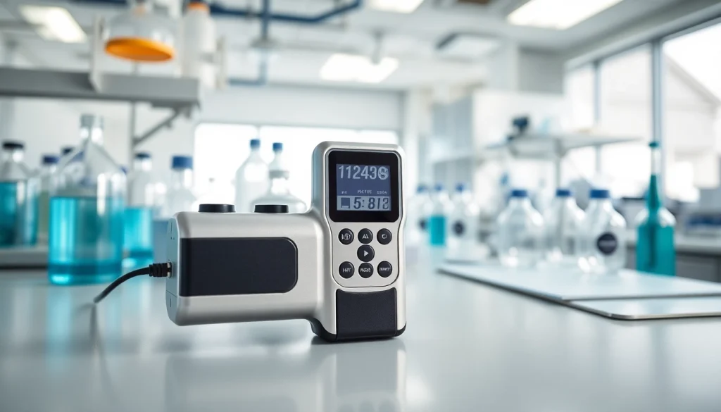 Monitor Peracetic Acid gas detector displaying precise measurements in a professional lab setting.