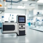 Monitor Peracetic Acid gas detector displaying precise measurements in a professional lab setting.