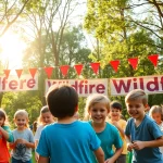 Children enjoying a wildfire event perth with fun activities in a vibrant outdoor setting.