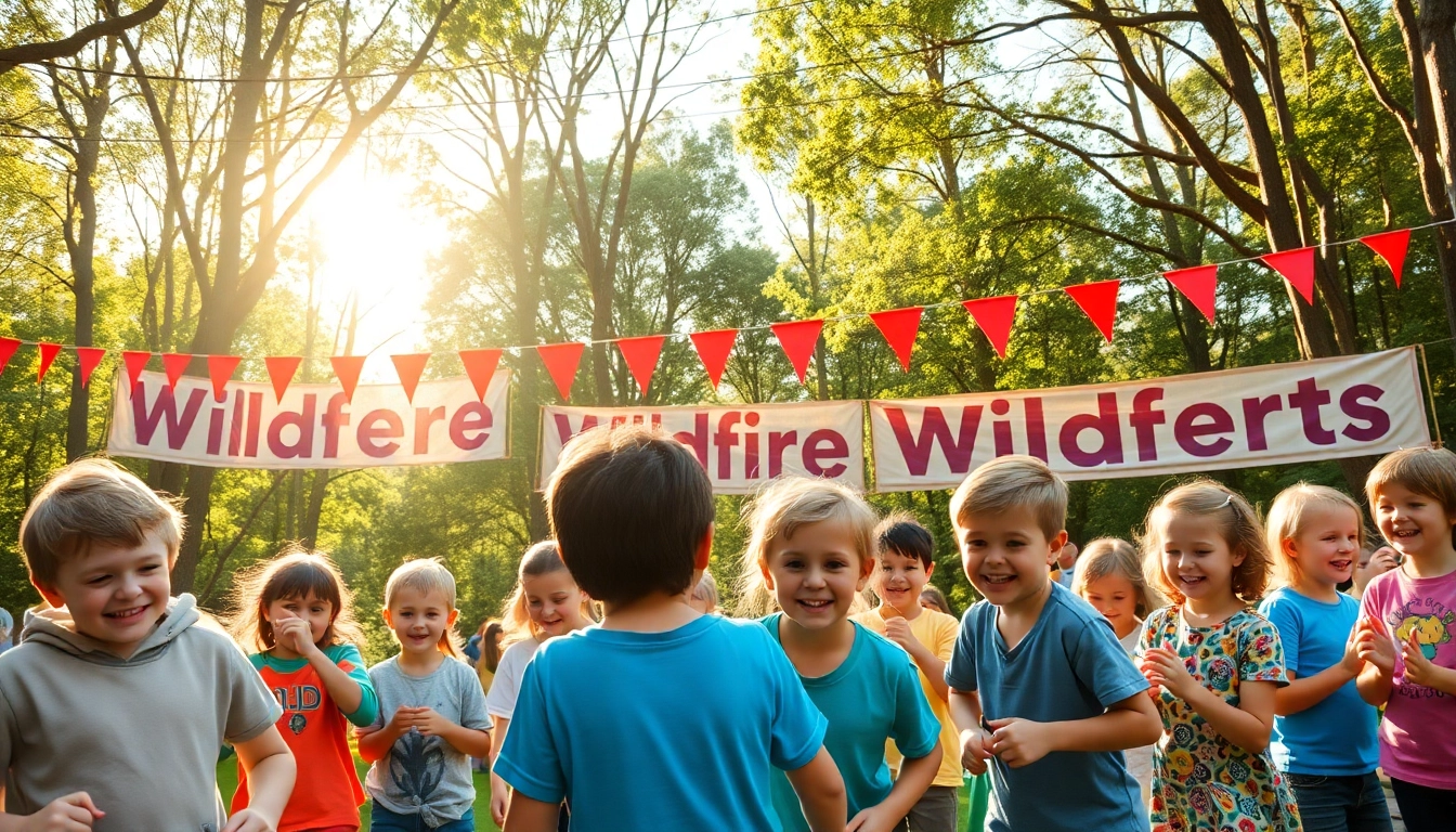 Children enjoying a wildfire event perth with fun activities in a vibrant outdoor setting.
