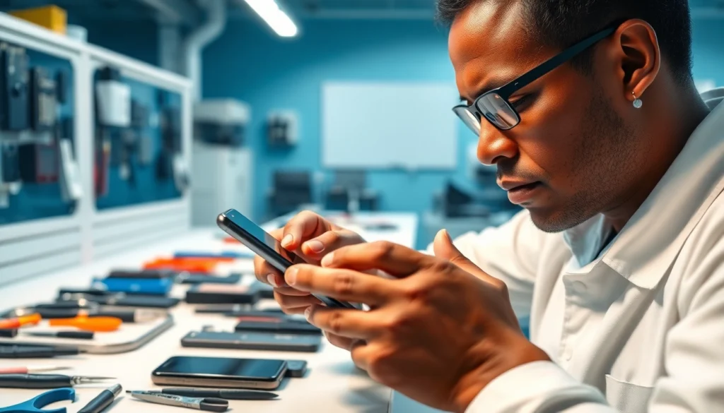Servizio di Torino riparazione cellulari con un tecnico esperto al lavoro