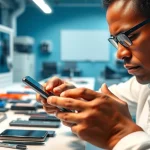 Servizio di Torino riparazione cellulari con un tecnico esperto al lavoro