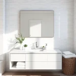 Transform your small bathroom remodels with a stylish floating vanity and pastel tiles.