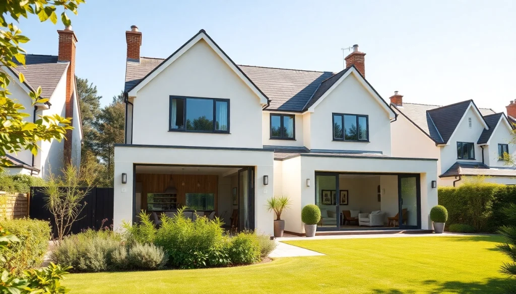 Showcasing modern property extensions that harmonize with traditional home design.