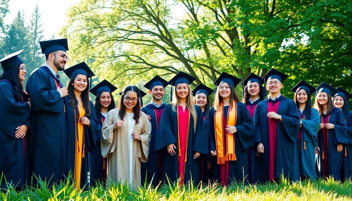 Graduates celebrating their original university degree UK in a vibrant outdoor ceremony.