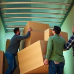 Highlighting a smooth Umzug Erlangen experience with skilled movers carefully handling furniture.