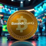 The BasedChadHQ token prominently featured among dynamic cryptocurrency charts and financial analytics.