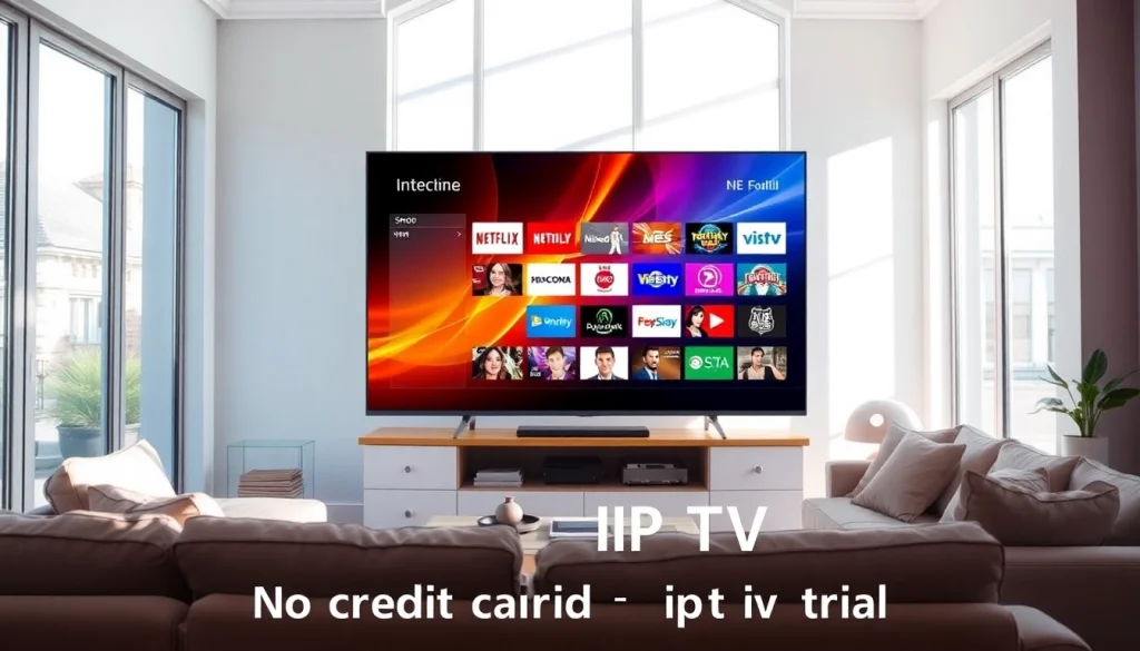 Experience the ultimate no credit card iptv trial with vibrant channels in a cozy living room setting.