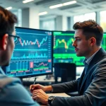 Trade futures with a trader analyzing market charts in a modern office environment.