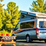 Showcasing a JRP Camper van in a scenic outdoor setting, emphasizing adventure and relaxation.