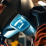 Welder focused on tasks while wearing a speedglas welding helmet showcasing its robust design.