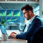 Dịch vụ seo từ chuyên gia tiếp thị số trong văn phòng hiện đại, phân tích dữ liệu.