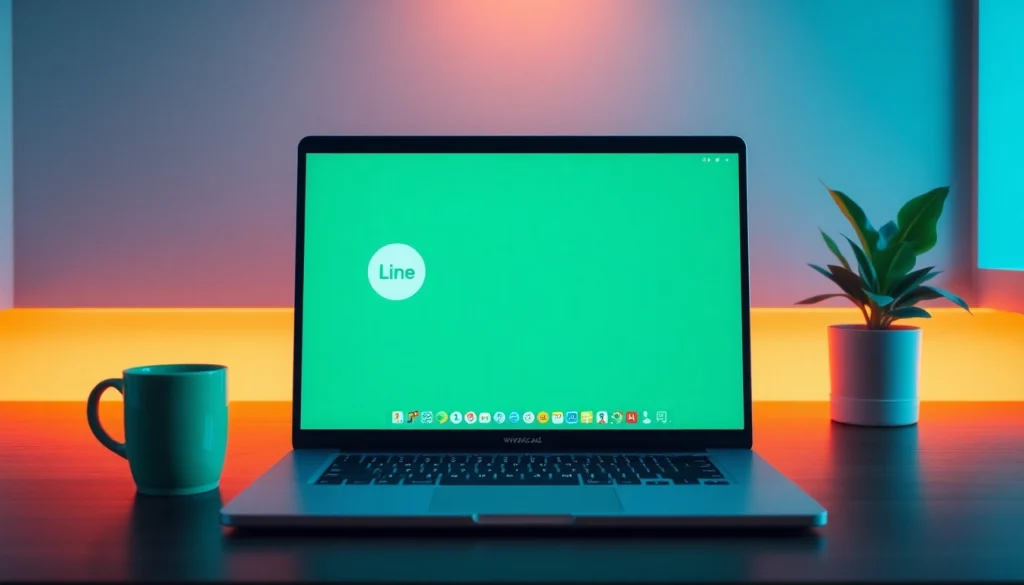 Learn how to download line下載電腦版 with a laptop displaying the Line app interface in a productive workspace.