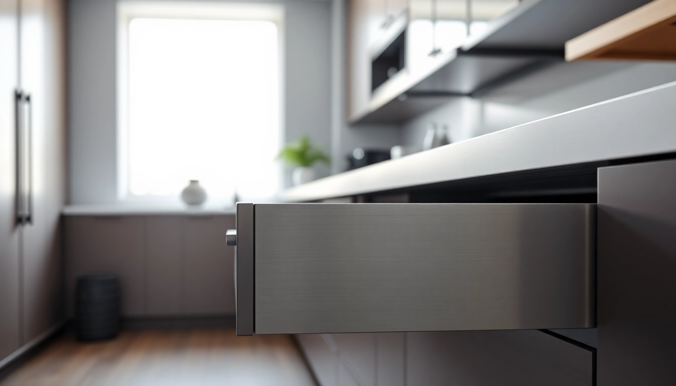 Explore the robust Metal Drawer System showcasing durability and elegant design in a modern kitchen.