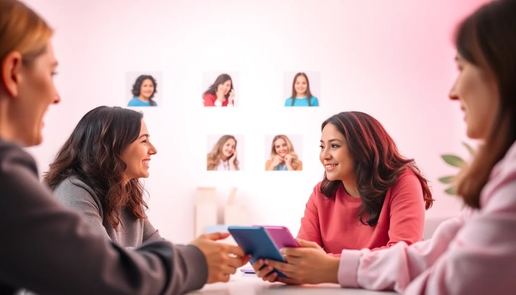 Engaging شات بنات interface showcasing young women chatting online in a friendly setting.