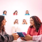 Engaging شات بنات interface showcasing young women chatting online in a friendly setting.