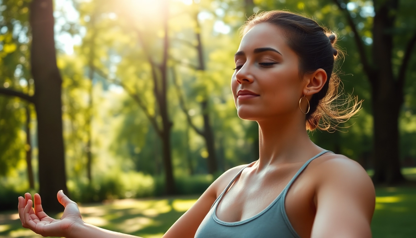 Practicing yoga outdoors helps those dealing with anxiety find calmness and focus.