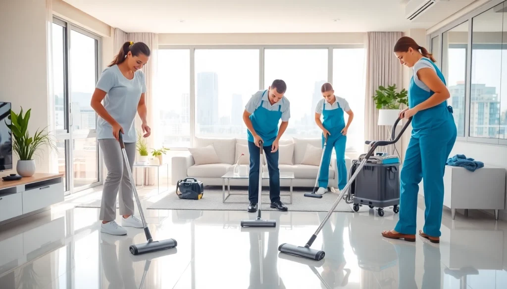 Efficient bond cleaning Brisbane team meticulously cleaning a stylish apartment space.