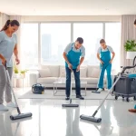 Efficient bond cleaning Brisbane team meticulously cleaning a stylish apartment space.