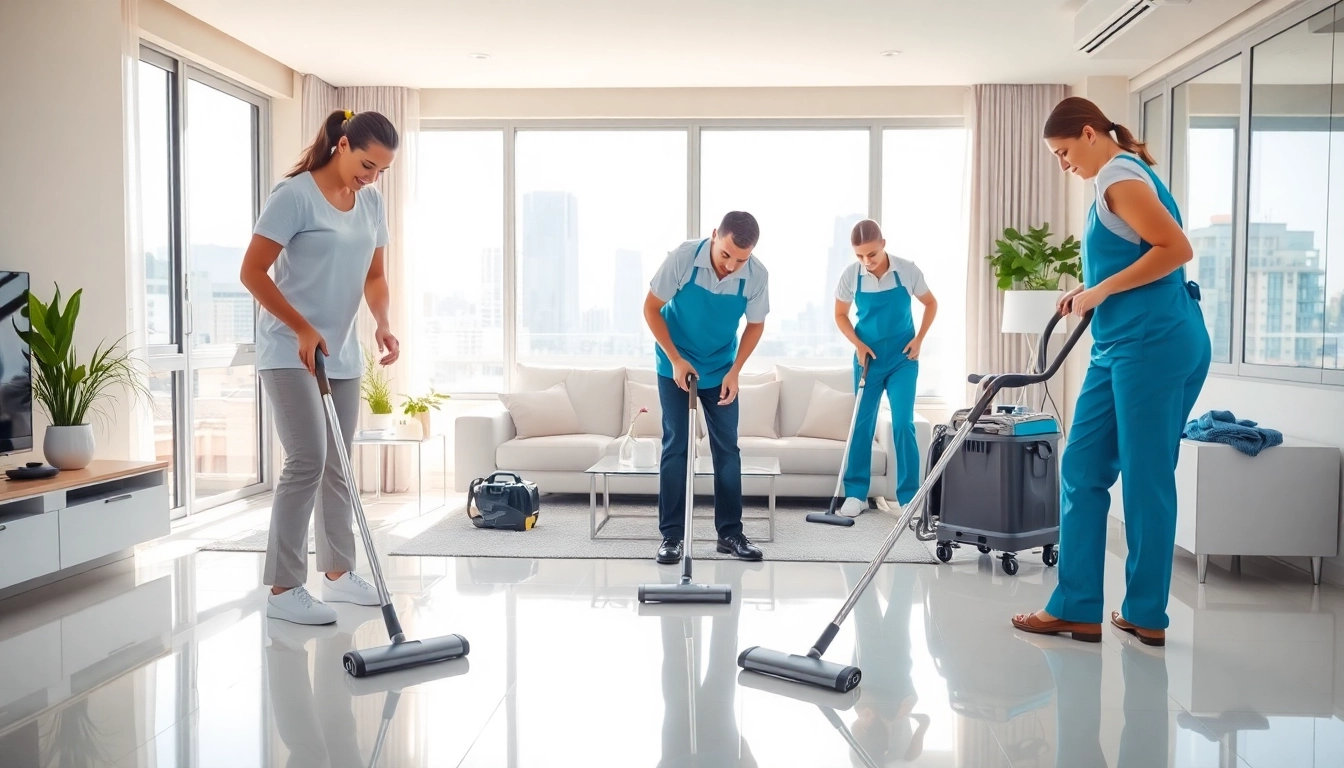 Efficient bond cleaning Brisbane team meticulously cleaning a stylish apartment space.