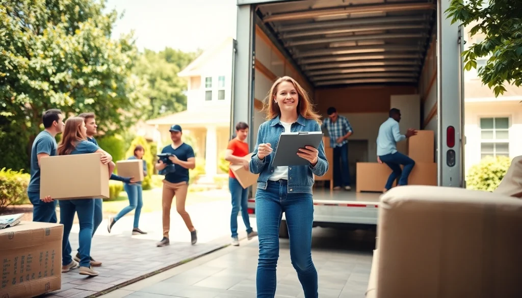 House moves: Team of movers packing and loading furniture efficiently into a truck.