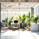 Enhance your workspace with movable glass partitions that provide flexibility and modern elegance.