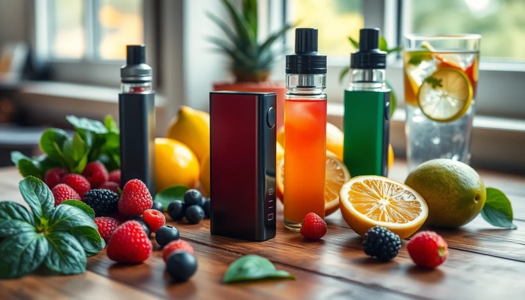 Healthy vapes showcased with fresh fruits, highlighting a vibrant and health-focused lifestyle.