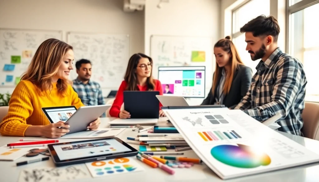 Creating stunning website design concepts in a collaborative workspace with vibrant tools.
