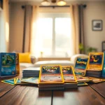 Explore real pokemon cards india displayed elegantly on a wooden table with inviting sunlight.