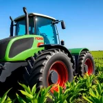 Fendt Traktor fährt durch ein grünes Feld, zeigt moderne Merkmale und Technik.