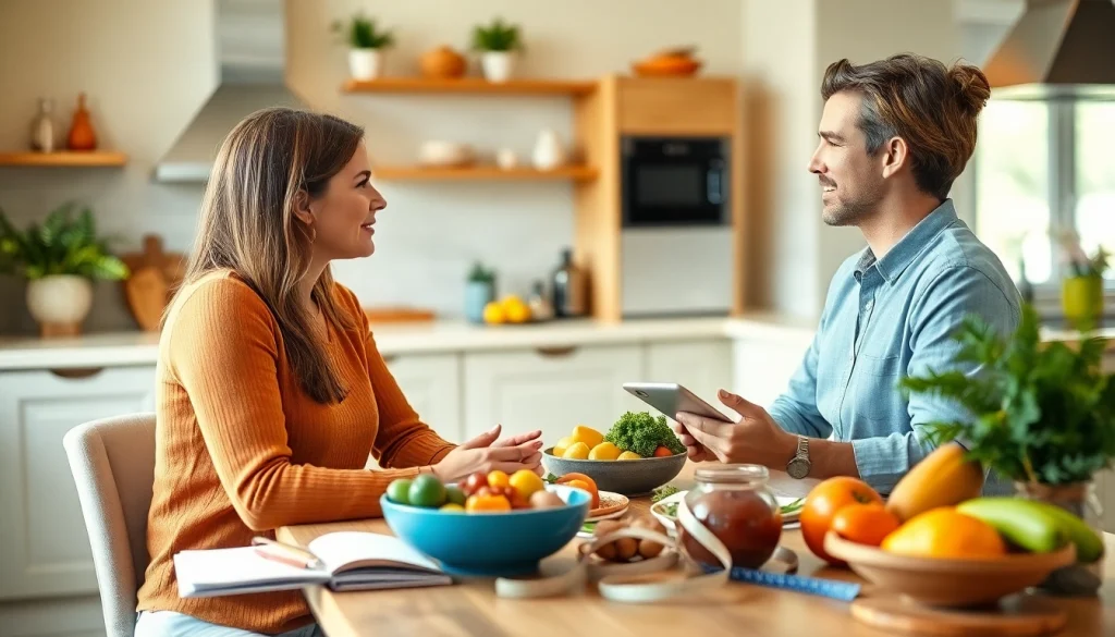 Nutritionist helping clients with dieting to lose weight through personalized advice.