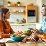 Nutritionist helping clients with dieting to lose weight through personalized advice.