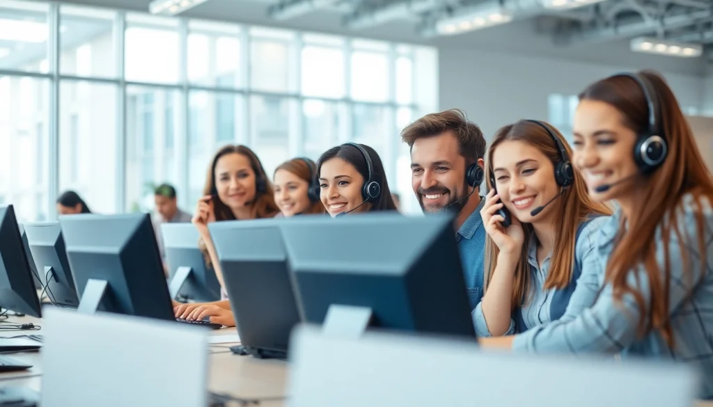 Dynamic team in a call center in Tijuana providing exceptional customer service.