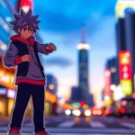 Enthusiastically display custom acrylic standees of fictional characters against a lively background.