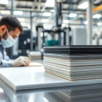 Crafting epoxy prepregs in a high-tech manufacturing setting highlighting materials' layers.