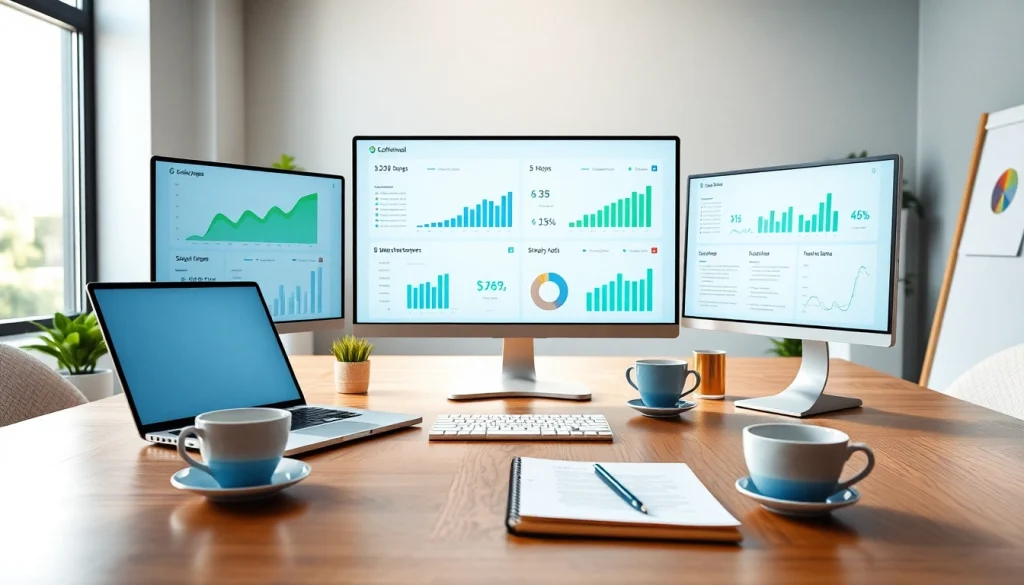 Visual representation of ClickFunnels 2.0 features in a modern marketing workspace.