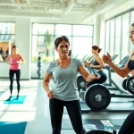 Trainer showcasing best slimming exercises in a vibrant gym, inspiring clients to engage in fitness.