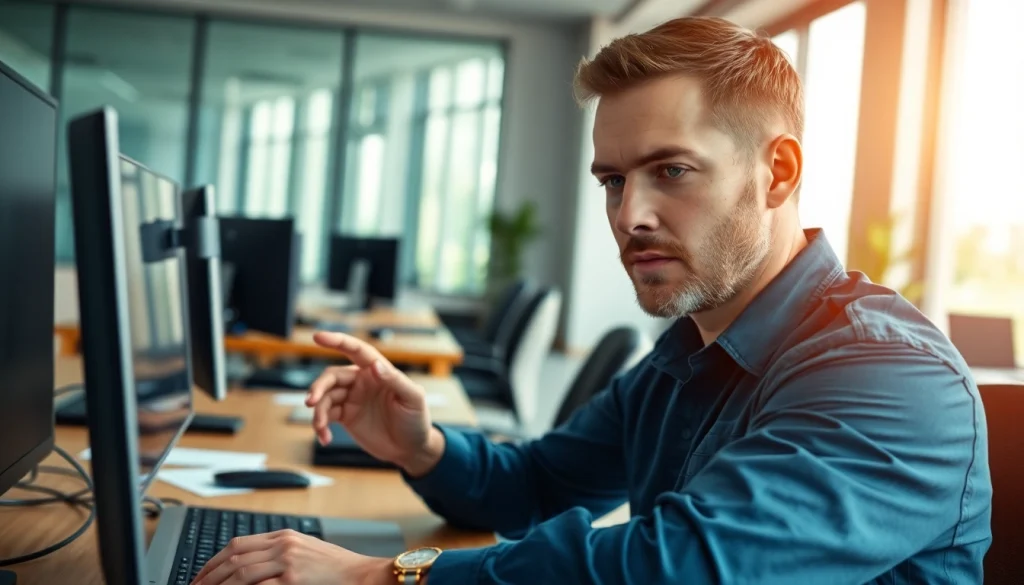Providing essential computer services with expert technicians in a modern office environment.