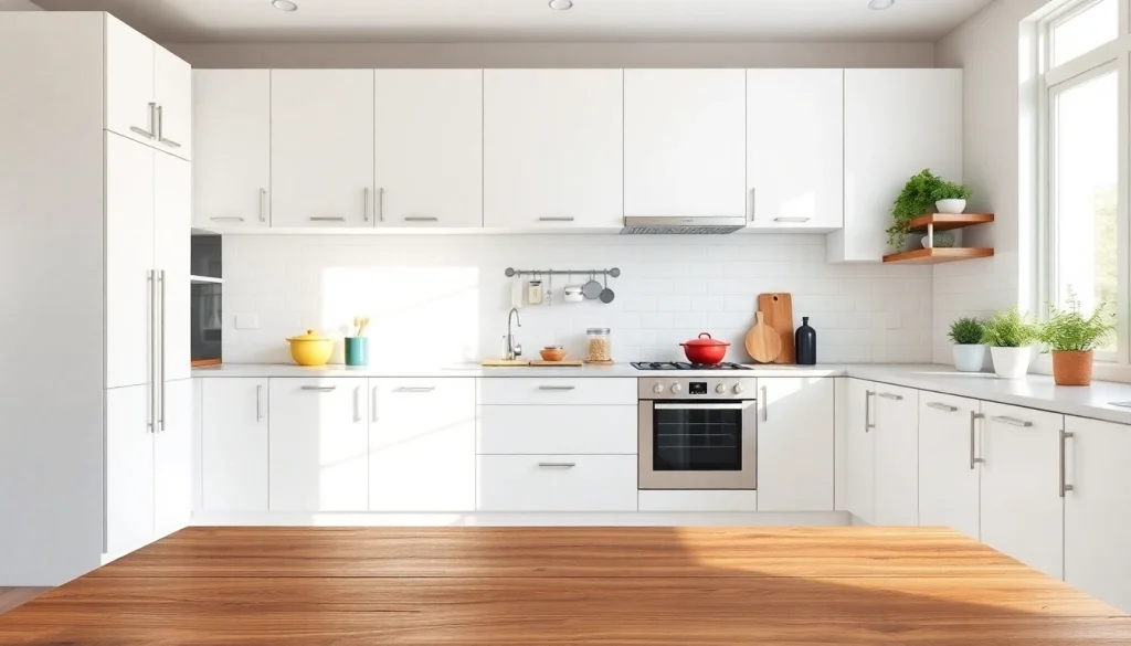 Showcasing RTA white cabinets in a bright, modern kitchen setting with inviting decor.