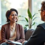 Engaging psychotherapy session in Dubai, showcasing a professional therapist creating a supportive environment.