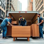 Reliable moving company nyc team efficiently loading furniture in NYC