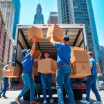 Capture professional movers efficiently working together, representing the Best movers nyc.