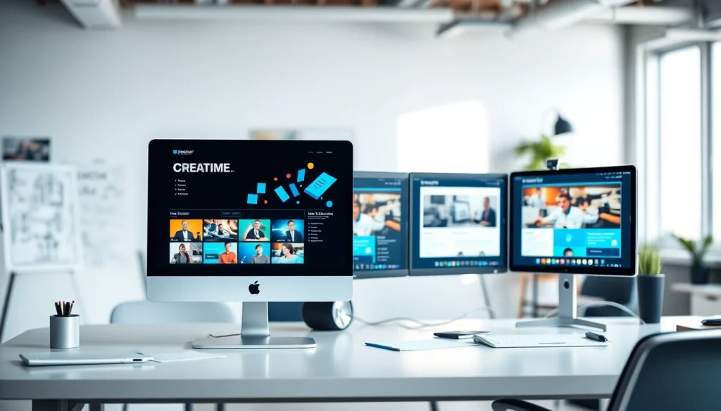 Engaging kc web design workspace with sleek monitors displaying creative layouts.
